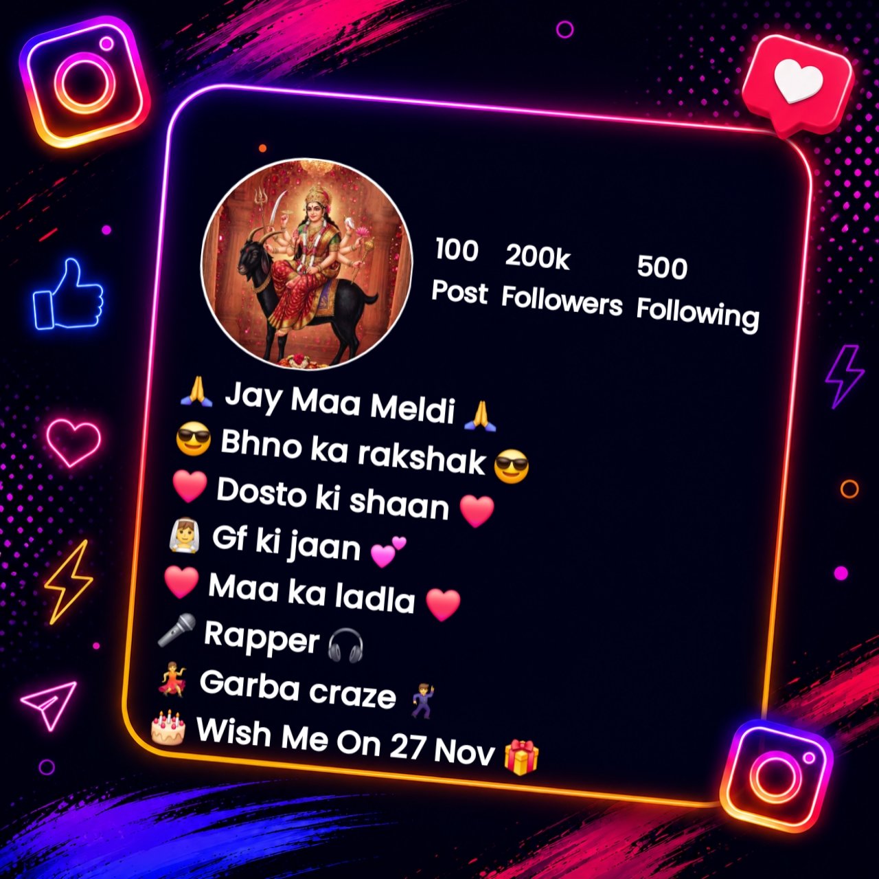 Instagram Bio Jay Maa Meldi