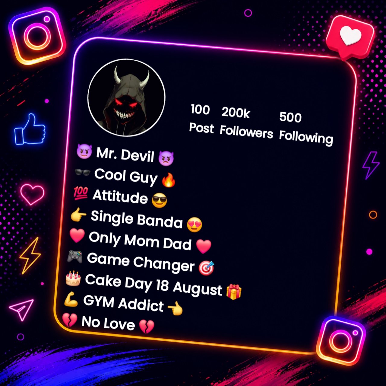 Devil Bio For Instagram