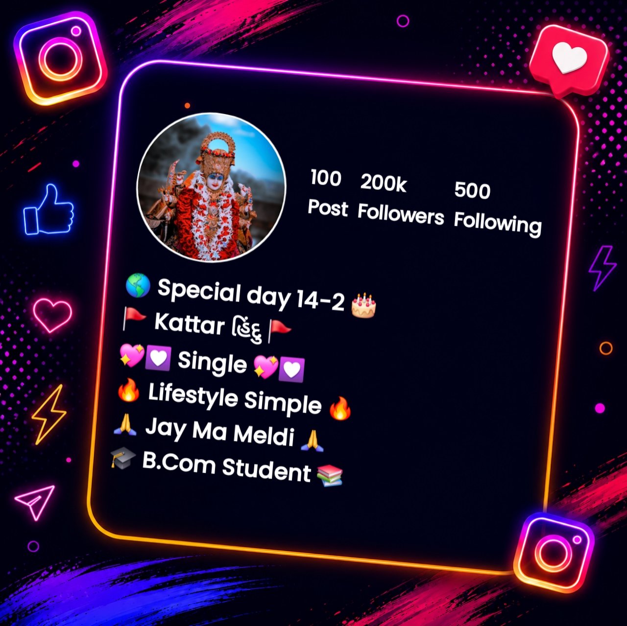 Jay Maa Meldi Bio For Instagram